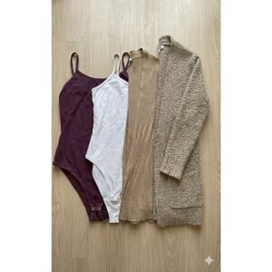 Lot 4 Womens Torrid Bodysuits 00 Coldwater Creek Cardigans L 1X Neutral Capsule